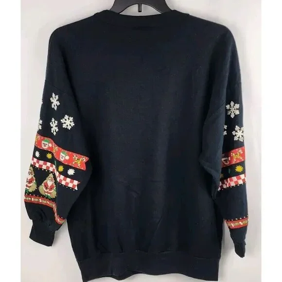 Vintage Nutcracker Sweater Adult XL Christmas Tree Santa Reindeer Snow - Picture 2 of 4